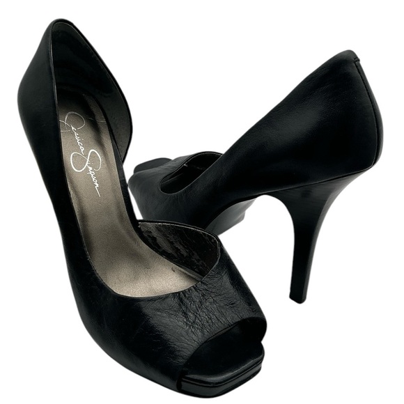 Jessica Simpson leather‎ open toe heel size 8.5 Y2K - Picture 7 of 9